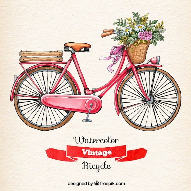 Download Watercolor vintage bicycle | Free Vector