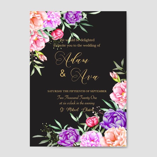 Download Watercolor wedding floral invitation card template ...