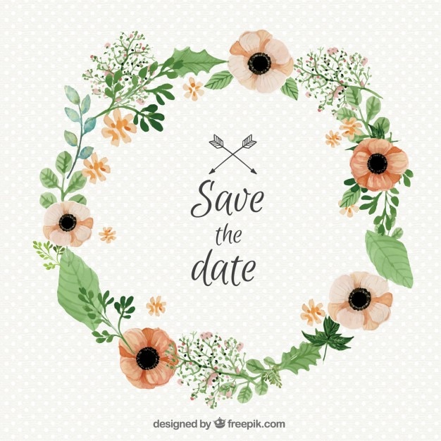 Download Watercolor wedding floral wreath Vector | Premium Download