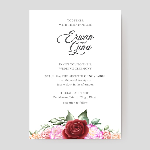 Premium Vector | Watercolor wedding invitation template card design