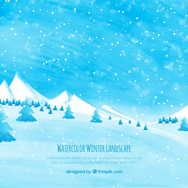 Free Vector | Watercolor winter landscape with trees