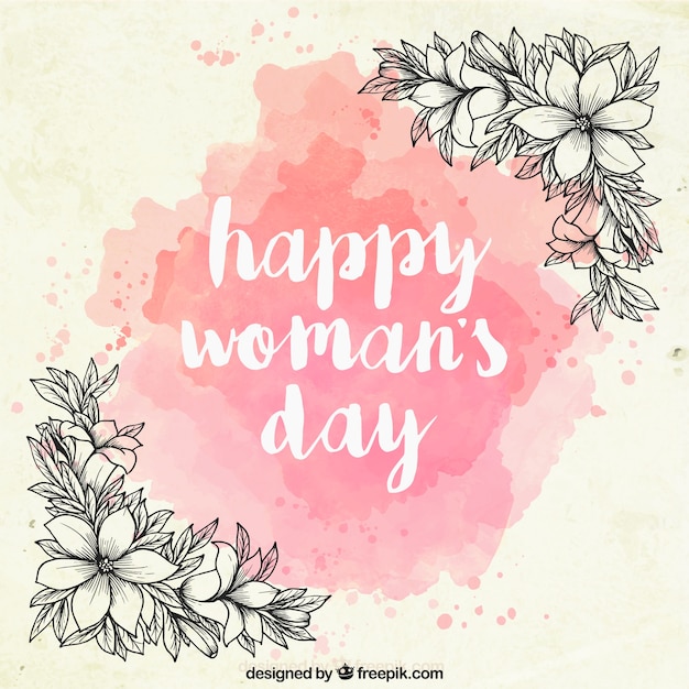 Download Free Vector | Watercolor women's day background with hand ...