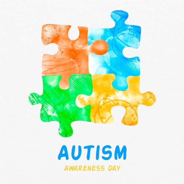 Premium Vector | Watercolor world autism awareness day illustration