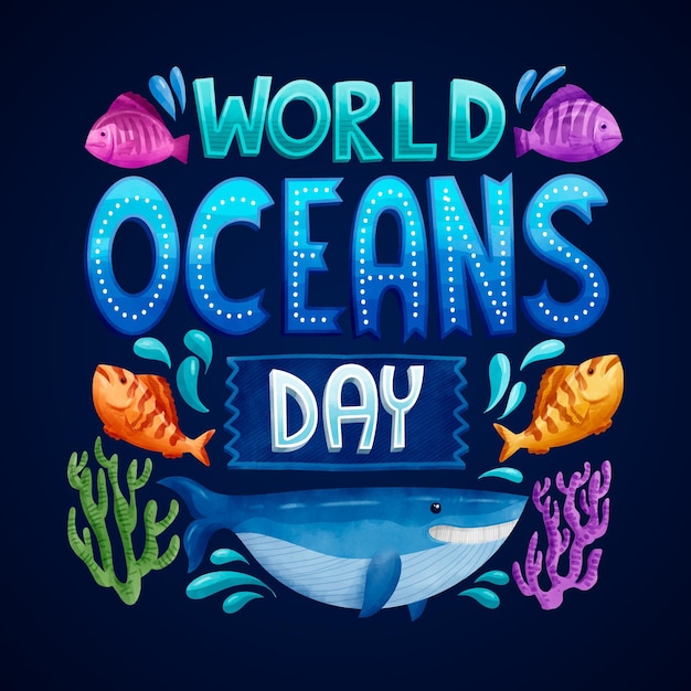 Free Vector Watercolor World Oceans Day