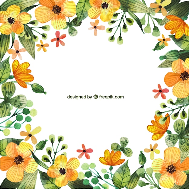 Watercolor yellow flowers frames