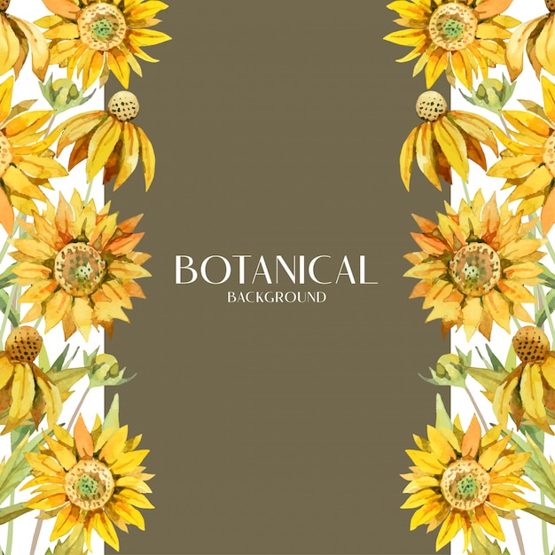 Download Watercolor yellow sunflower botanical bouquet on side ...