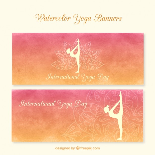 Watercolor yoga banner pack