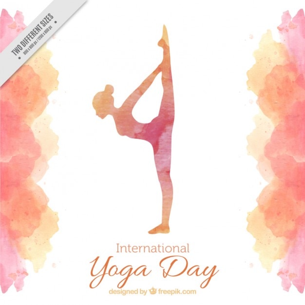 Watercolor yoga day background