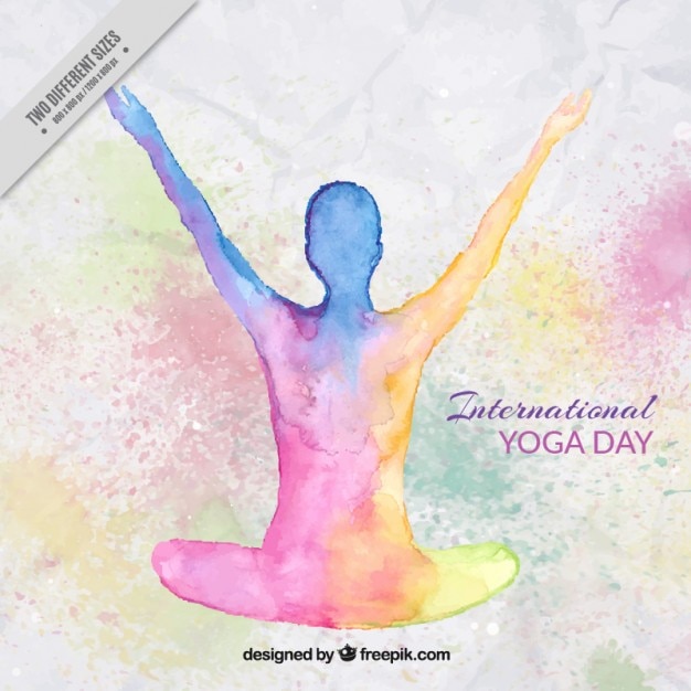Watercolor yoga day background