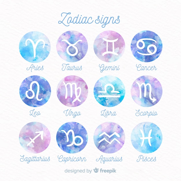 Free Vector | Watercolor zodiac signs pack