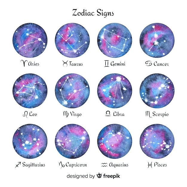 Watercolor zodiac signs | Free Vector