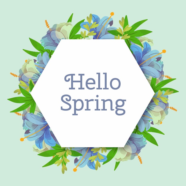 Download Watercolour spring floral hexagonal frame Vector | Free ...