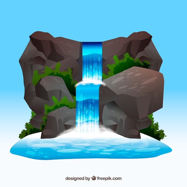 Waterfall background in cartoon style