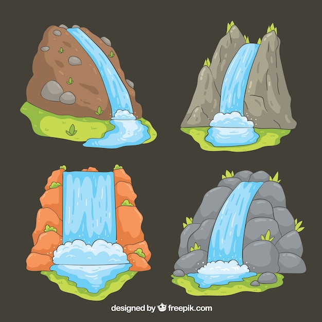 cartoon waterfall drawing