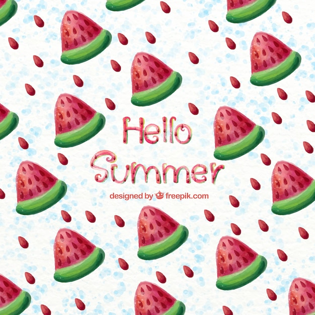 Download Watermelon background with watercolor effect Vector | Free Download