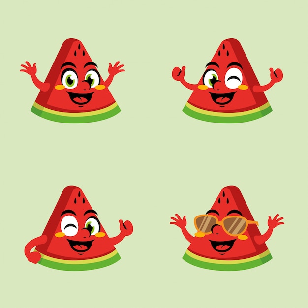 Premium Vector Watermelon Fruit Character Mascot Cartoon