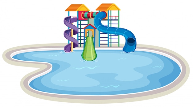 Waterpark large pool scene Vector | Premium Download