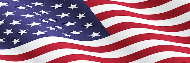 アメリカの国旗を振っています アメリカの祝日の背景 プレミアムベクター