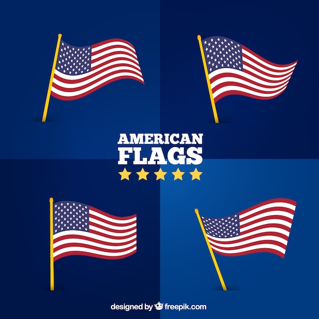 Download Free Vector | Waving american flags pack