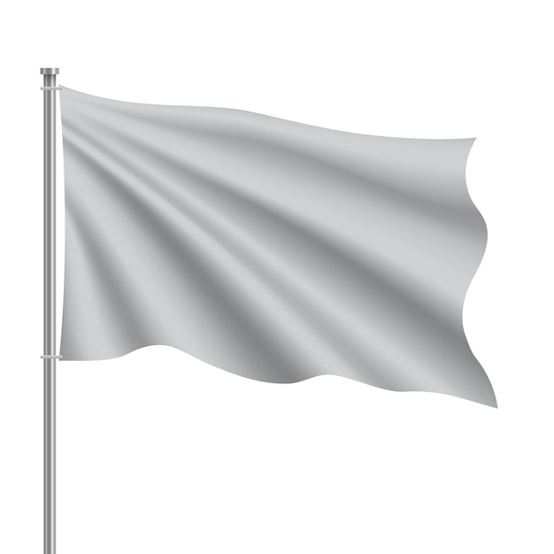 Download Waving blank flag on flagpole Vector | Premium Download