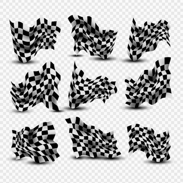 Download Waving checkered flags set | Premium Vector