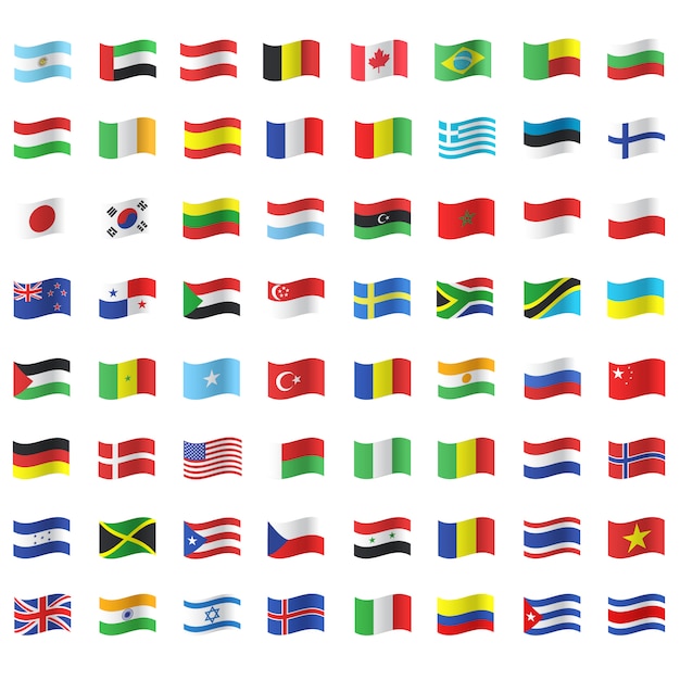 Download Waving flag icon collection Vector | Free Download