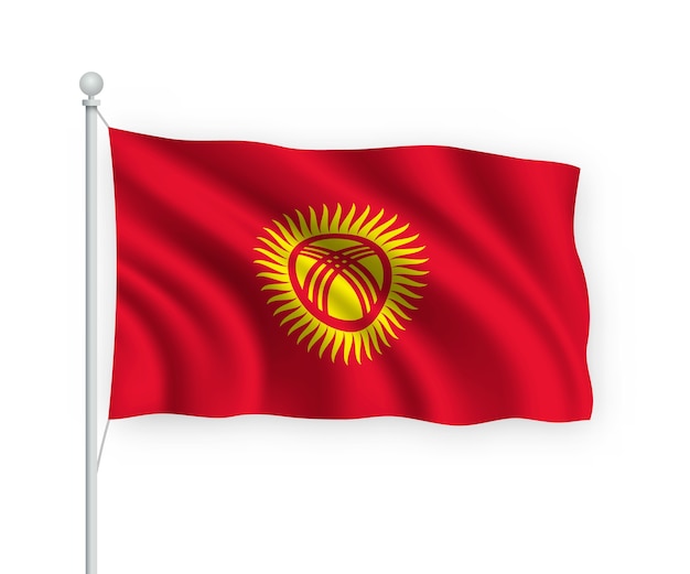 Download Premium Vector | Waving flag kyrgyzstan on flagpole ...