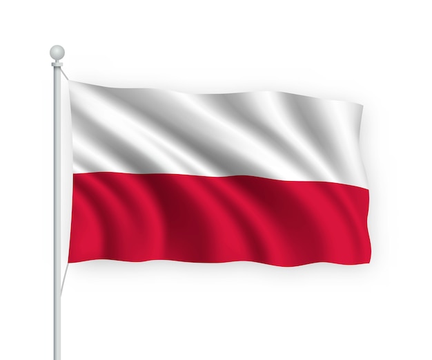 Download Premium Vector | Waving flag poland on flagpole isolated ...