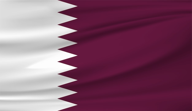 Download Waving flag of qatar | Premium Vector