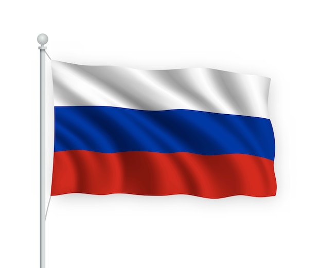 Premium Vector | Waving flag russia on flagpole isolated on white