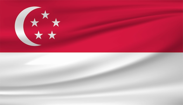 Premium Vector | Waving flag of singapore template