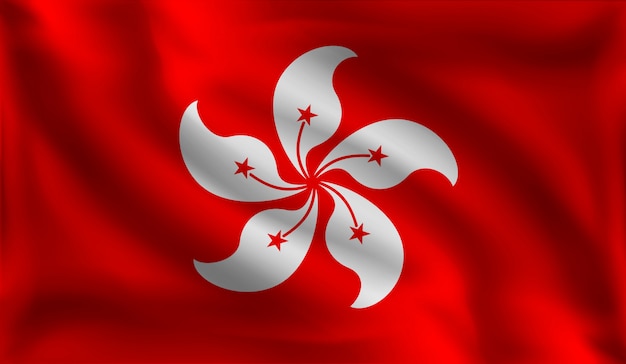 Download Waving hong kong flag, the flag of hong kong | Premium Vector