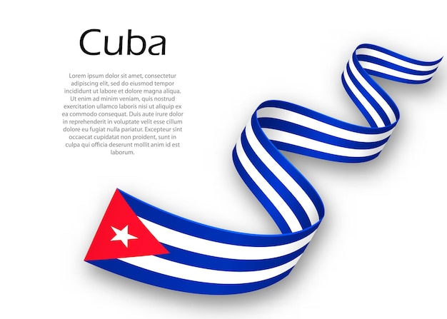 Premium Vector | Waving ribbon or banner with flag of cuba. template ...