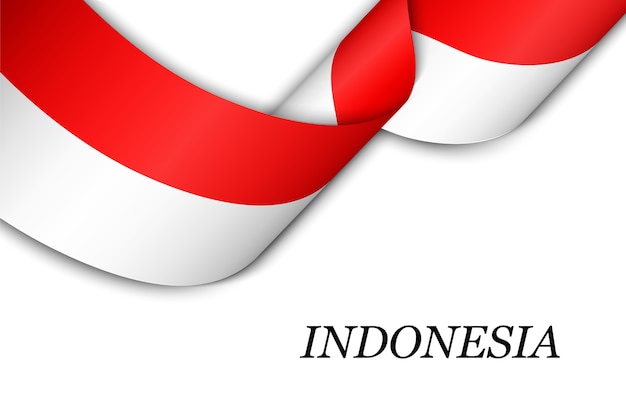 Premium Vector Waving Ribbon With Flag Of Indonesia