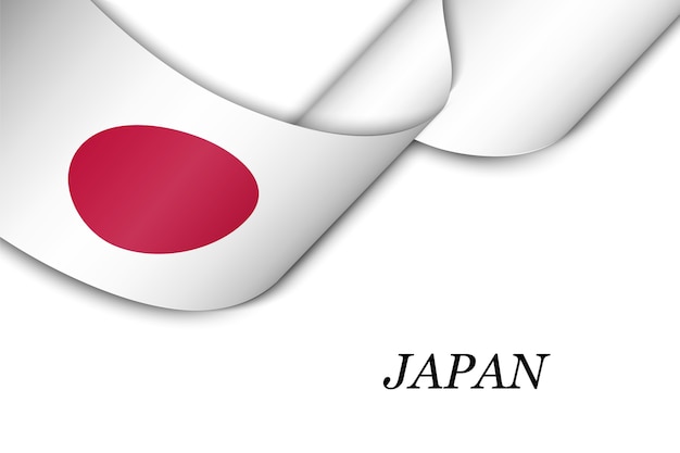 Premium Vector | Waving ribbon with flag of japan.