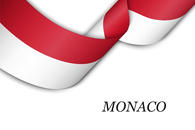 Premium Vector Waving Ribbon With Flag Of Monaco