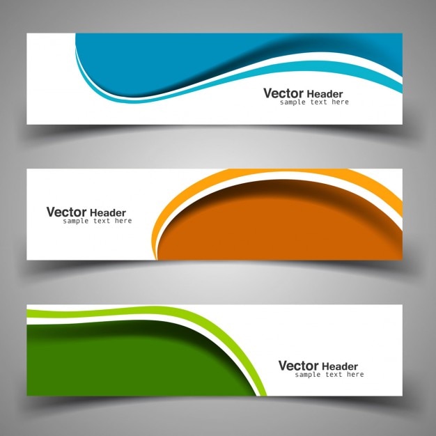 Wavy colorful headers Vector | Free Download