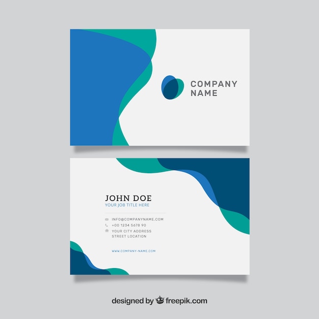 Wavy green and blue business card Vector | Free Download