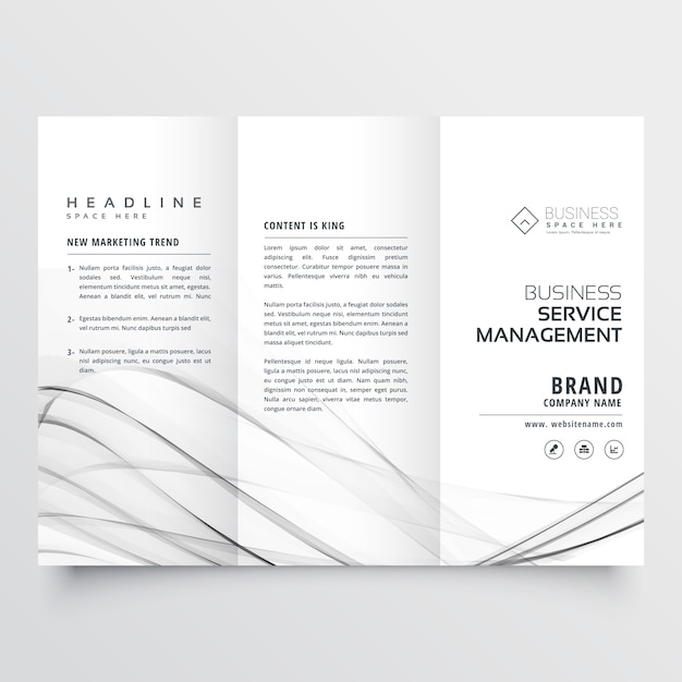 Premium Vector | Wavy grey trifold business flyer design