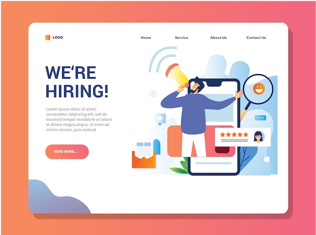 Premium Vector | We are hiring landing page design for open recruitment ...