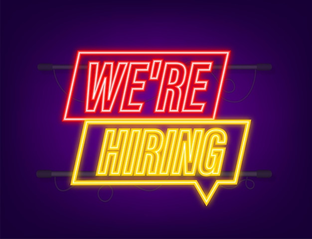 Premium Vector | We are hiring neon banner. vector illustration.