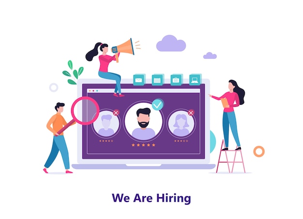 Premium Vector We Are Hiring People Looking For A Job Candidate Idea Of Recruitment And Headhunting Searching For Employee For Business Team Illustration