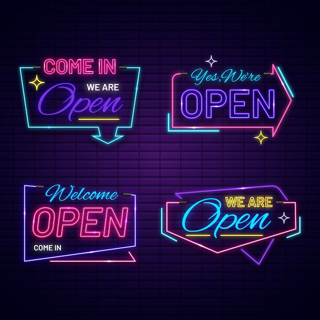 Free Vector We Are Open Neon Sign Collection 2974