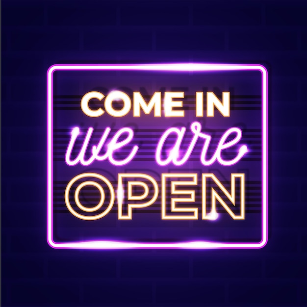 Free Vector | We are open neon sign concept