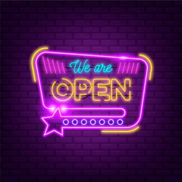 Free Vector We Are Open Neon Sign