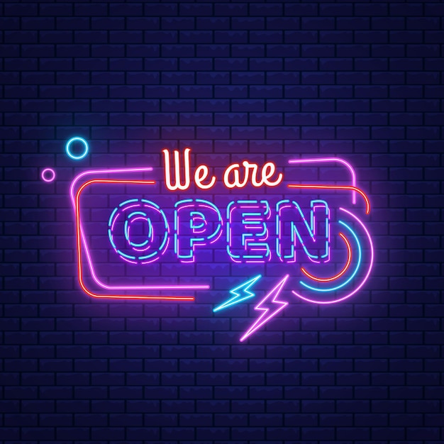 Free Vector | 'we are open' neon sign