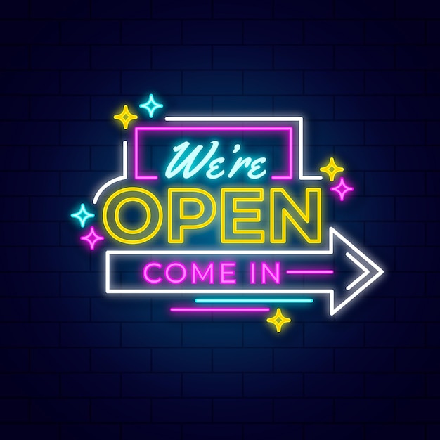 Free Vector | We are open sign design