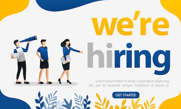 We're hiring word's posters for job seekers and companies | Premium Vector