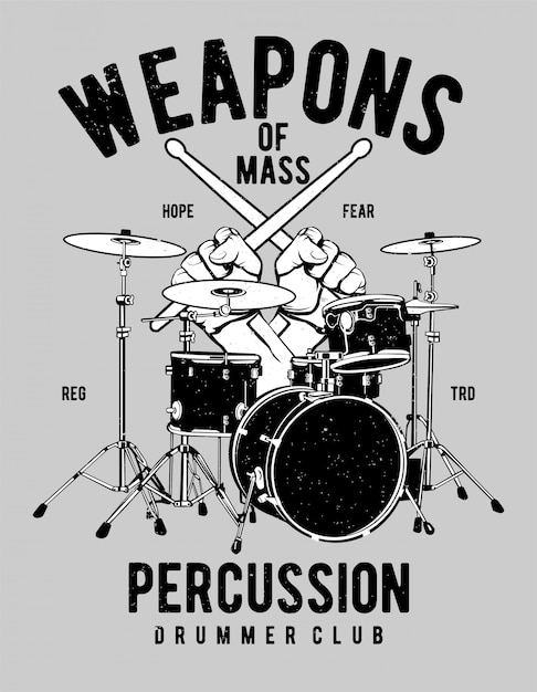 Download Weapons of mass percussion illustration design | Premium ...