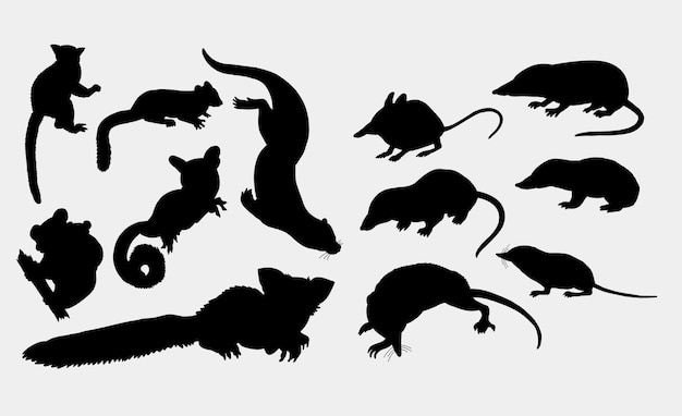 イタチ リス コリア マウス ラットの動物のシルエット プレミアムベクター